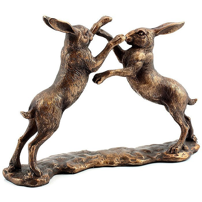 Bronze or Silver Hare Rabbit Wildlife Animal Ornament Gift Leonardo Reflections - Bronze Pair