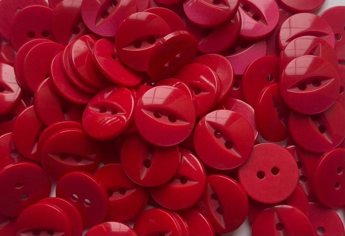 100 x Fish Eye Buttons - 27 Colours 14mm Buttons Baby Buttons - Bright Red