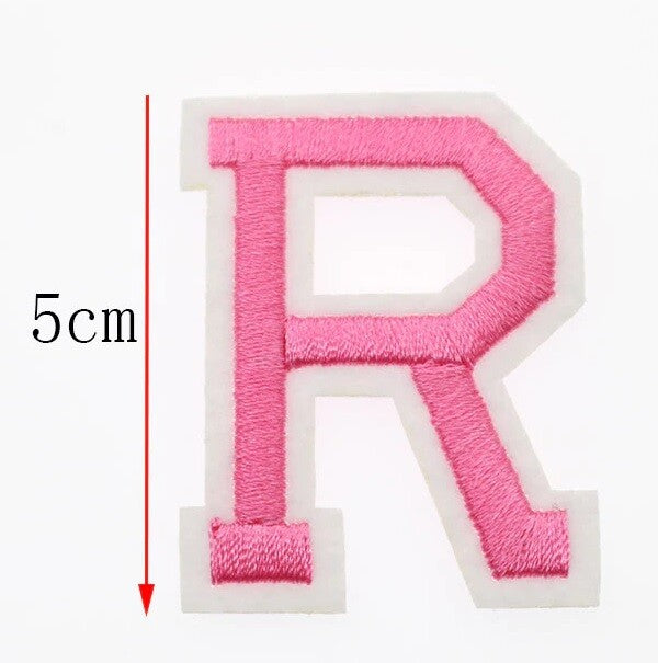 Pink Letter Patch Patches Iron or Sew on Alphabet Embroidery Customise Clothes