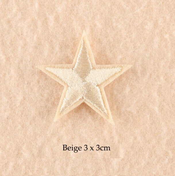 10 x Star Iron On Patch Sew On Star 3cmx3cm Applique Patches - 33 Colours - Beige