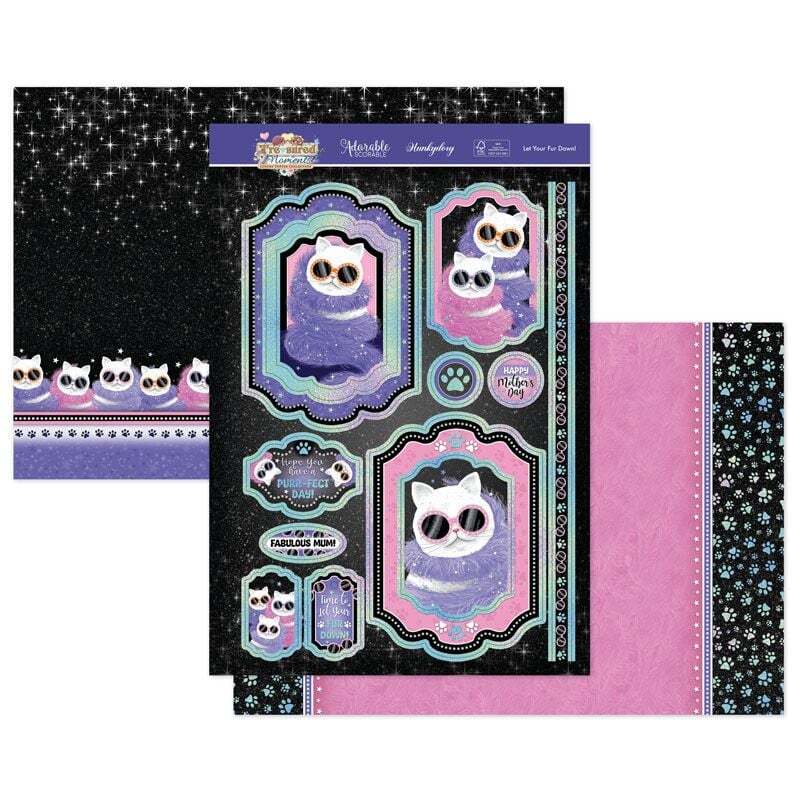 Hunkydory Greeting & Birthday Card Making Kits Luxury Topper Set Pack Toppers - Let Your Fur Down!
