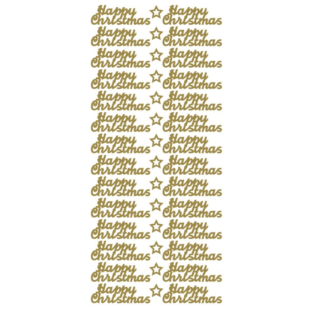 Merry Christmas Happy Christmas Peel Off Sticker Card Making Craft Stickers - Happy Christmas Gold