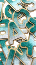 6cm Green Gradient Letter Patch Chenille Ombre Iron on Alphabet Patches