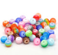 5 10 25 50 100 6mm Resin Acrylic Stripe Multicoloured Rainbow Round Beads