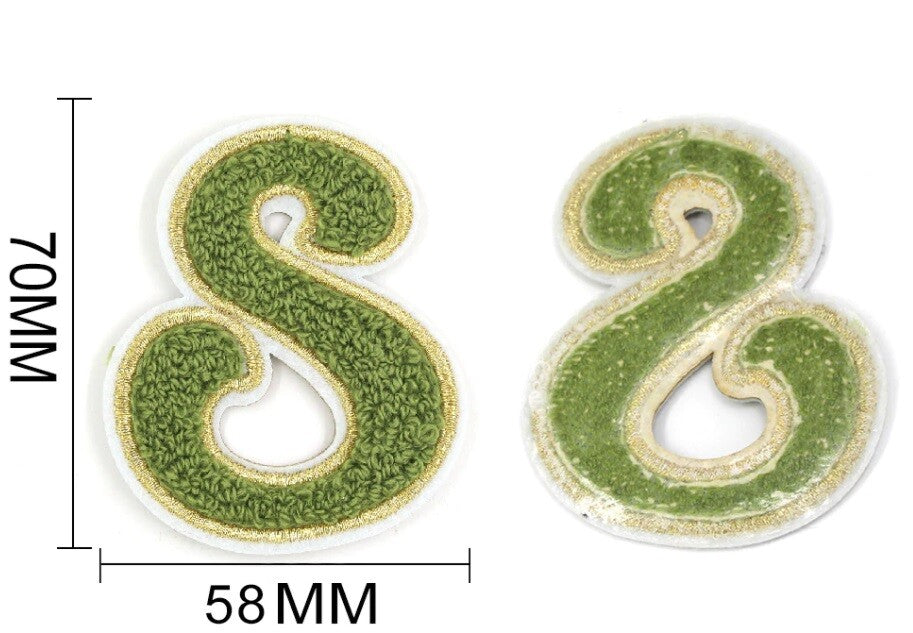 Moss Green Chenille Patch Letter Patches Iron on Sew on Alphabet Embroidery