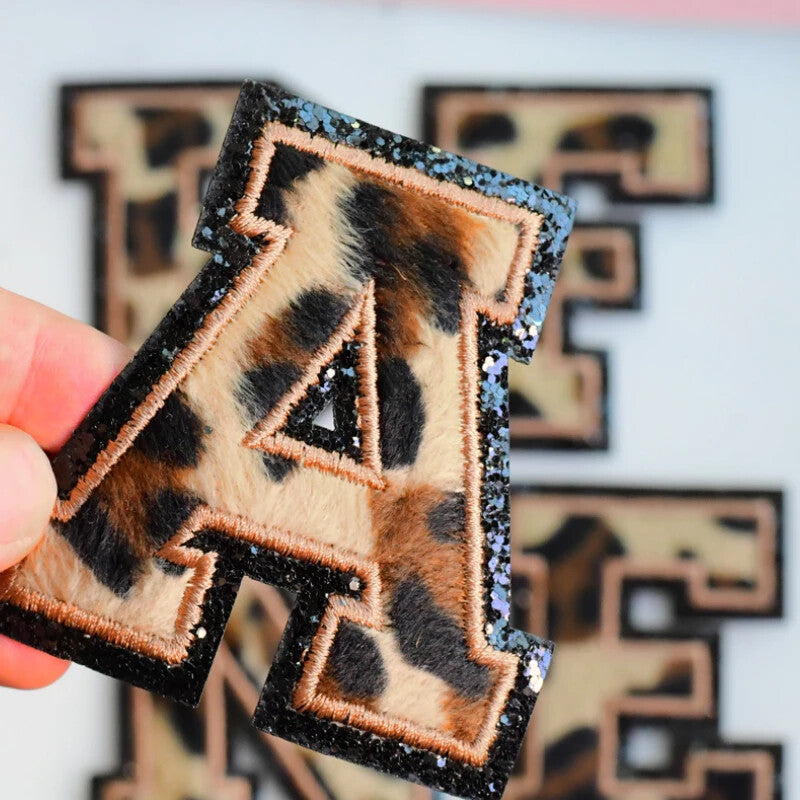 8cm Large 3D Leopard Animal Chenille Patch Letter Patches Iron Sew on Alphabet
