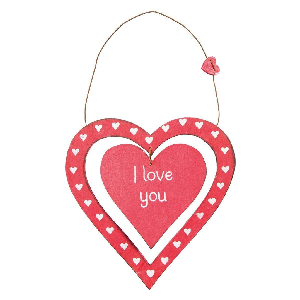 I Love You Red Heart Wood Plaque Home Gift Sass and Belle