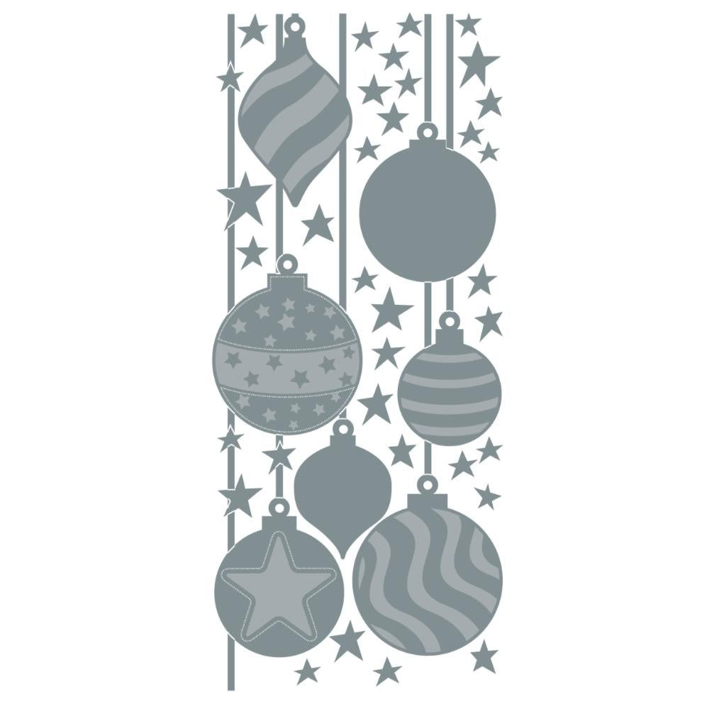 Christmas Peel Off Sticker Snowflake Star Santa Reindeer Snowman Craft Stickers - Baubles Silver (170301)