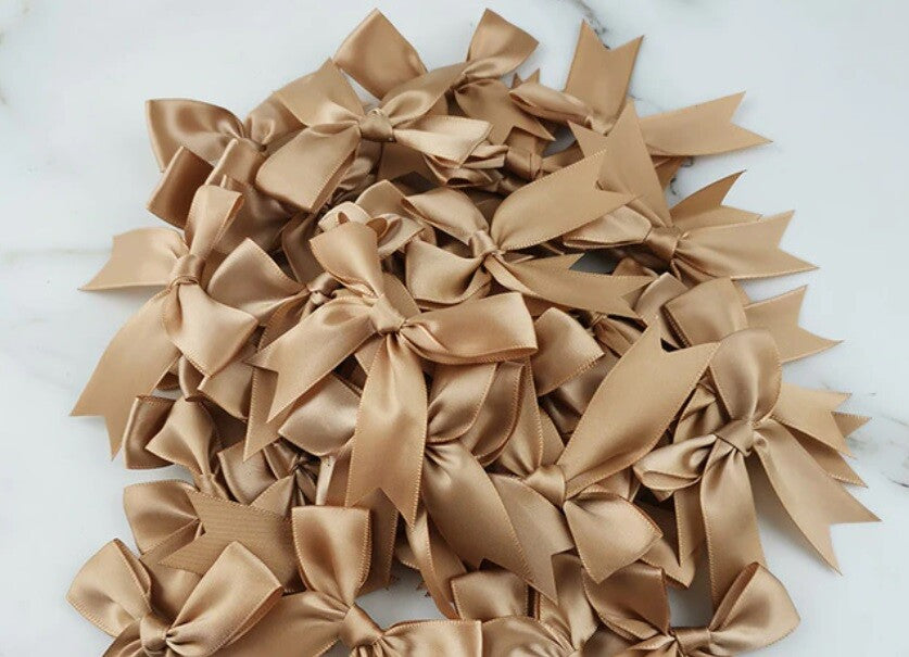 8.5cm Satin Bows 25mm Pre Tied Ribbon Sewing Crafts Wedding Cards Scrapbook