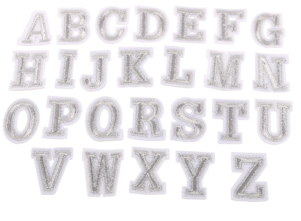 Gold Silver Letter Number Patch Iron or Sew on Alphabet Embroidery Customise