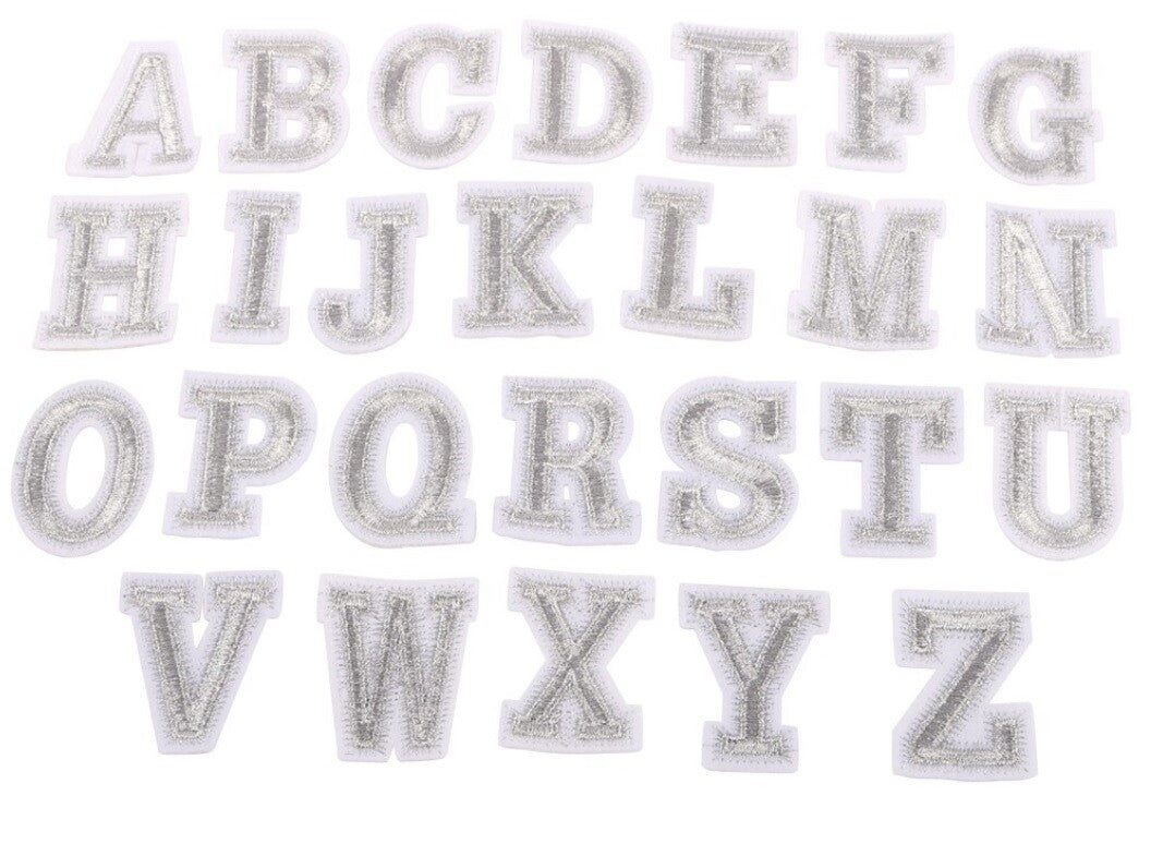 Gold Silver Letter Number Patch Iron or Sew on Alphabet Embroidery Customise