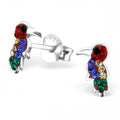 925 Sterling Silver Colourful Crystal Bird Stud Earrings 5x8mm & Gift Box #6