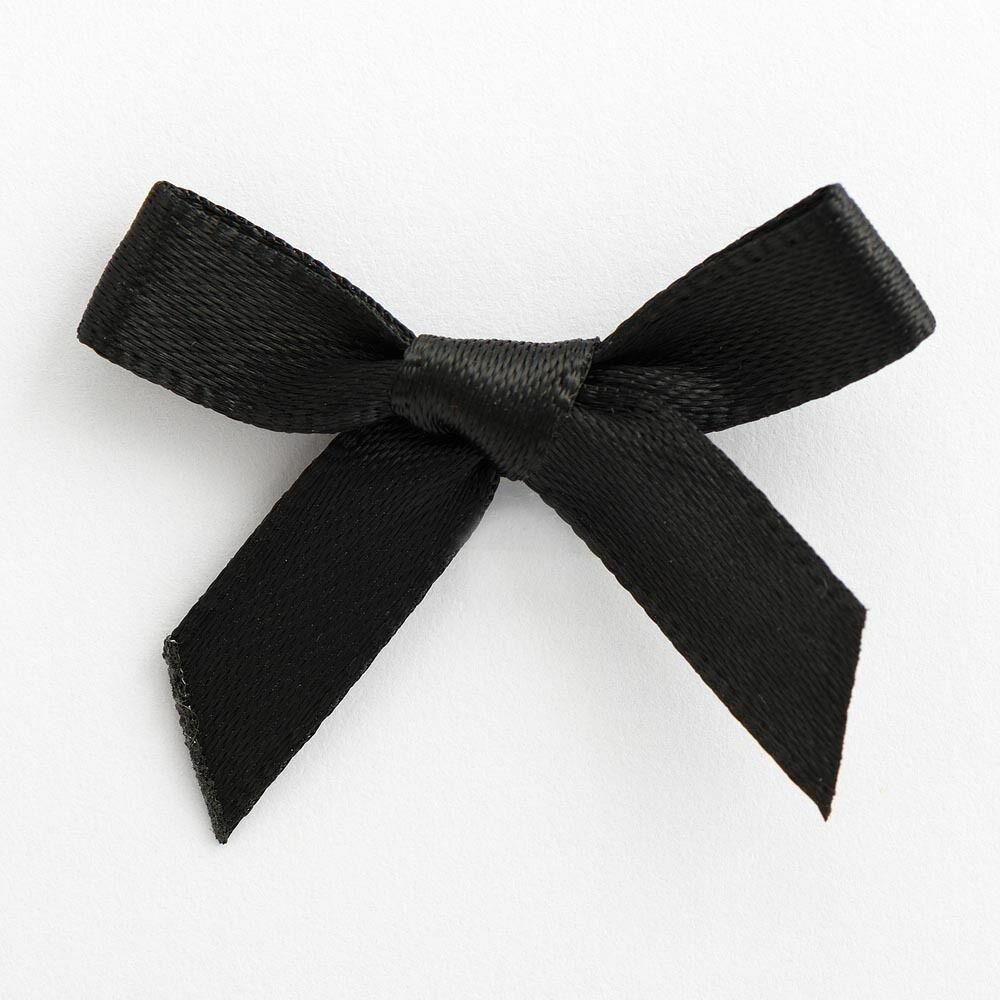 3cm Satin Bows 6mm Bow Pre Tied Ribbon Sewing Crafts Wedding Cards Scrapbook - Black