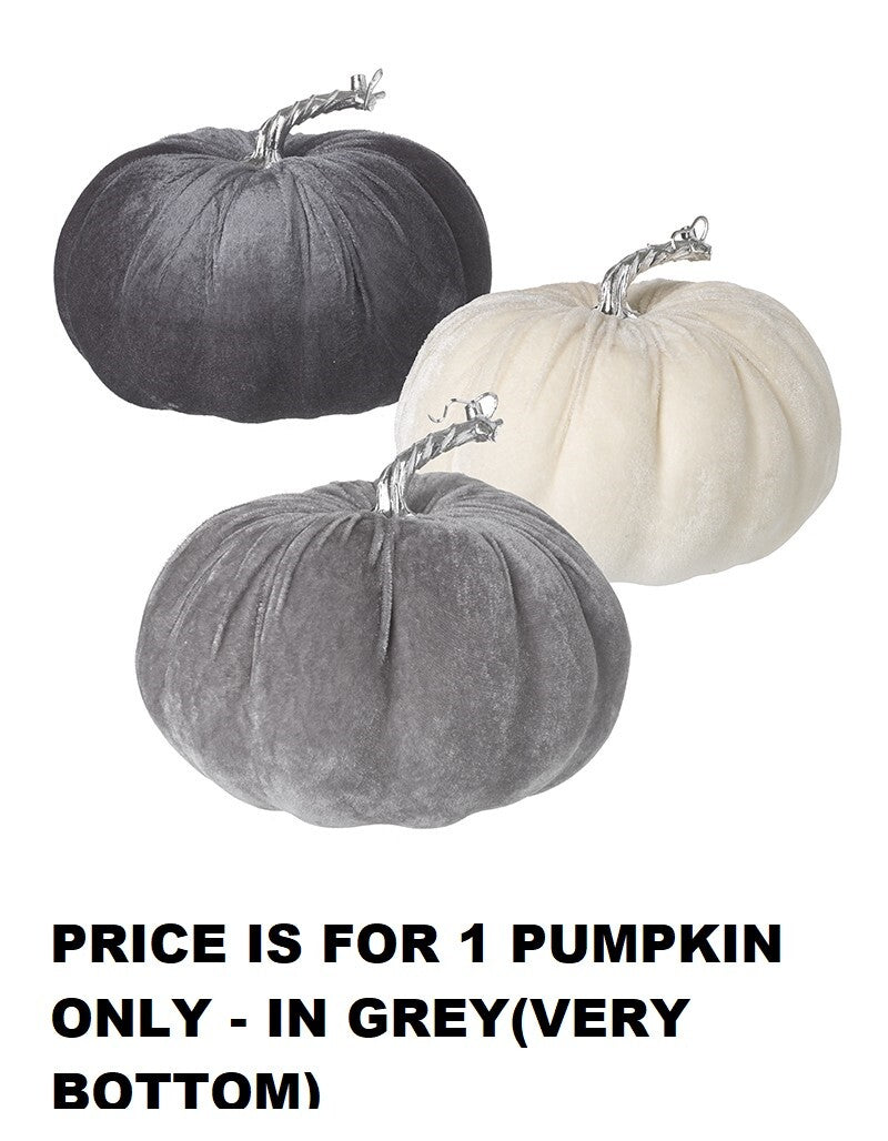 Velvet Pumpkin Halloween Pumpkins Ornament Prop Party Autumn Decoration Craft - 1 Single Pumpkin - Grey - 20x20x18cm