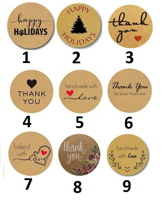 Round Sticky Labels Thank You Christmas Gift Craft Stickers Label Seals 2.5cm - 1