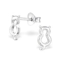 925 Sterling Silver Cat Outline Minimalist Stud Earrings & Gift Box #2