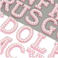 Pink & Pearl Rhinestone Letter Patch Patches Glue on Sew on Alphabet Crystal