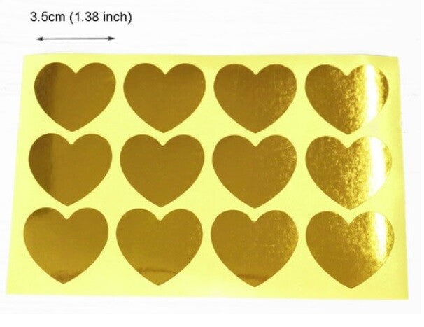 Gold Heart Circle Paper Labels Heart Gift Food Craft Stickers Seal Sticker Love - Heart