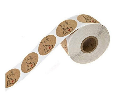 Round Baked With Love Labels Stickers Gift Food Cookie Homemade Craft 2.5cm