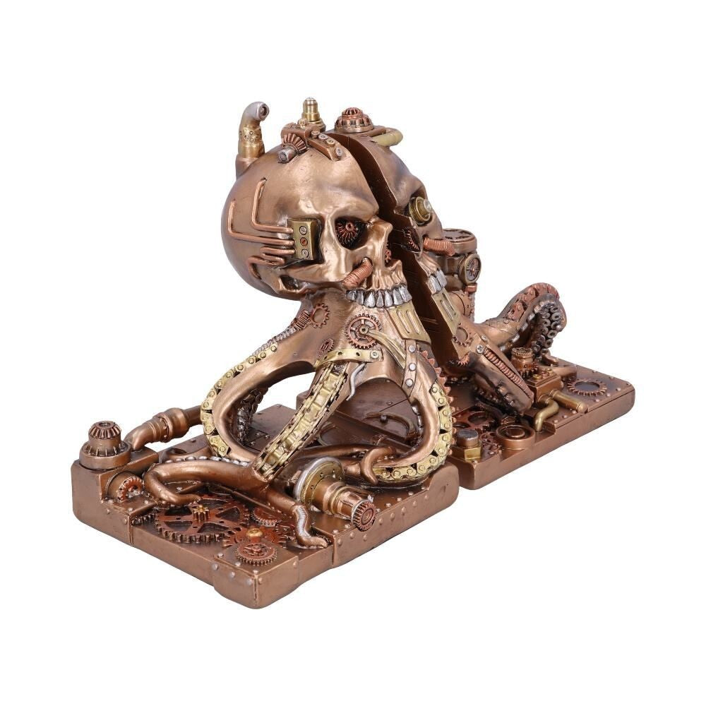 Bronze Steampunk Octonium Bookends Mechanical Octopus Shelf Ends 26.5cm