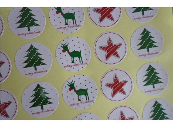 3 Designs 'Merry Christmas' Reindeer Gift Seal Christmas Present Stickers