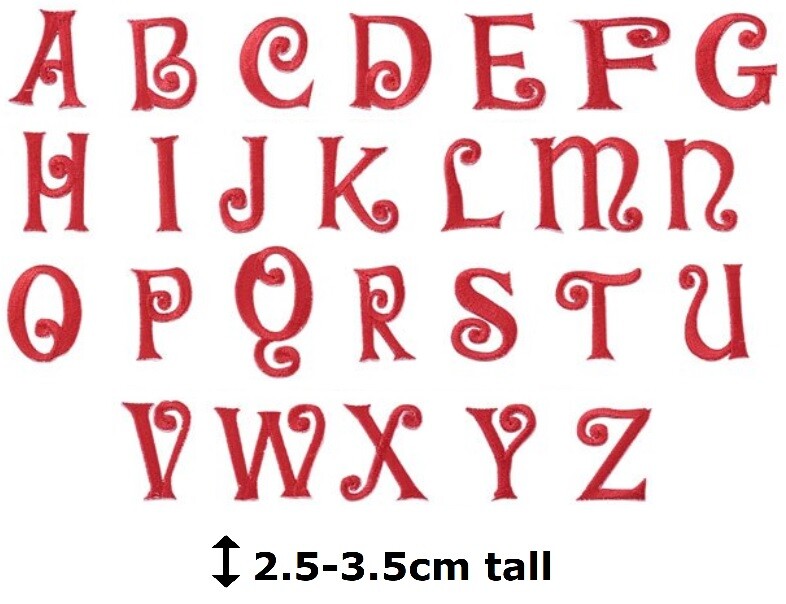 Red Letter Patch Iron or Sew on Embroidered Alphabet Customise Clothing