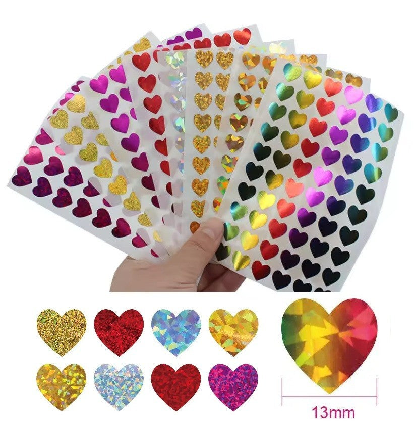 Heart Stickers Peel and Stick Hearts Laser Hologram Holographic Glitter 13mm