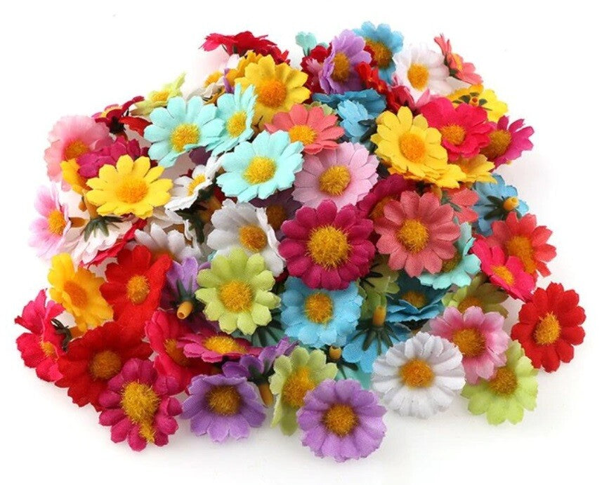 Mini Daisy Sunflower Heads 25mm Decorative Synthetic Flowers Faux Silk Flower