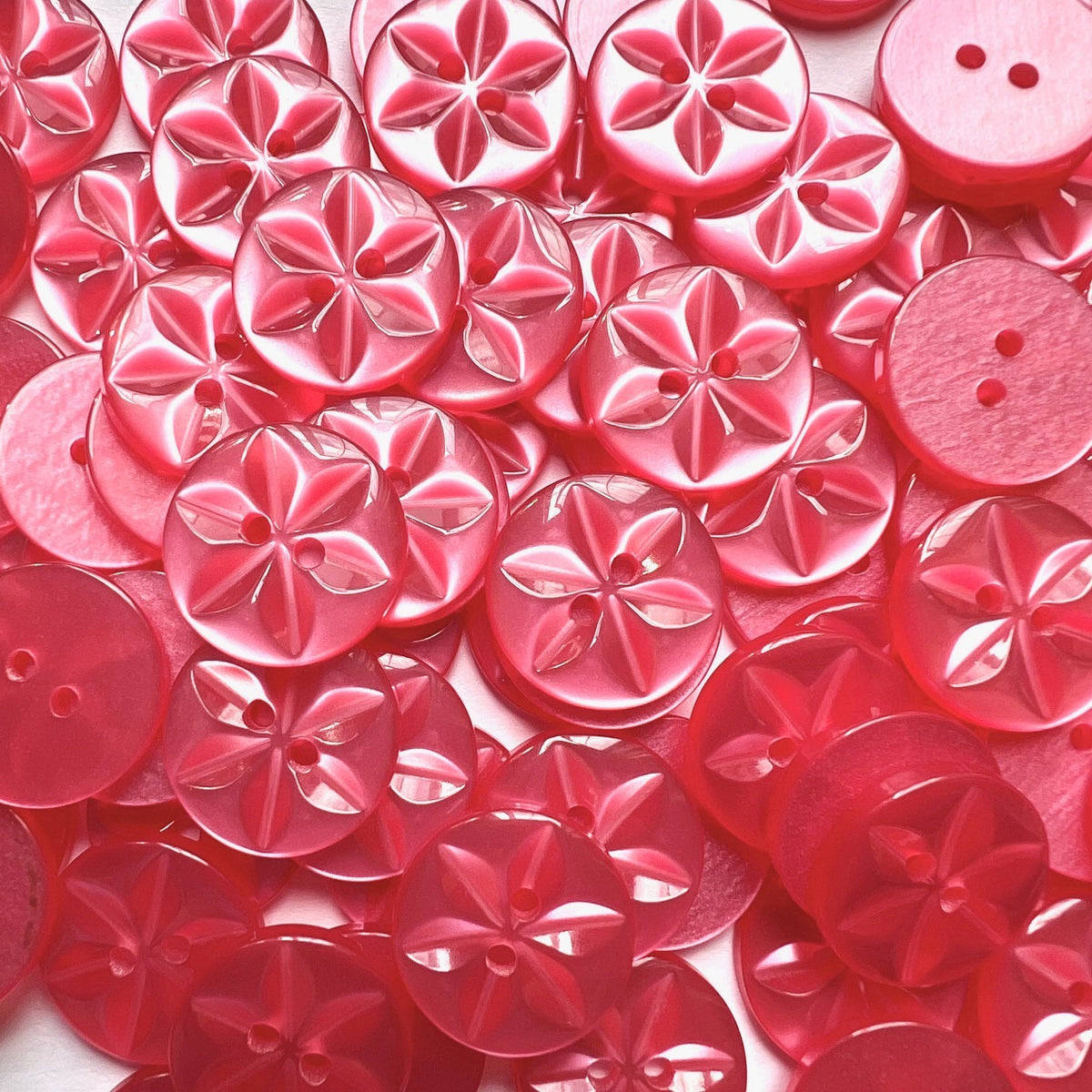 Star Buttons Round Star Pattern Baby Button - 11 Colours - 11.5mm, 14mm, 16mm - Dusky Pink