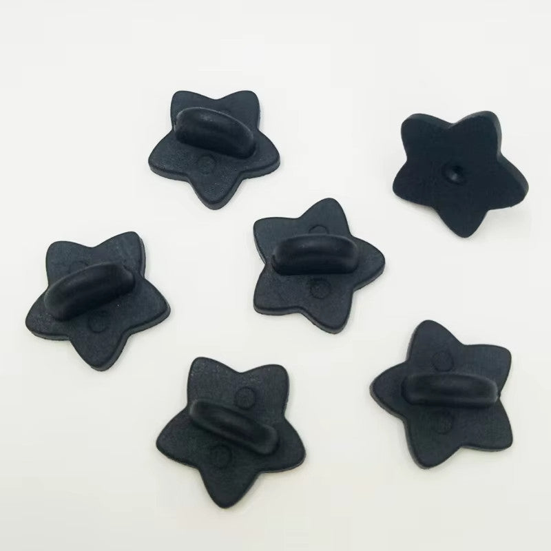 Star Coloured Rubber Pin Backs Keepers Replacement Uniform Badge Comfort Fit - Black