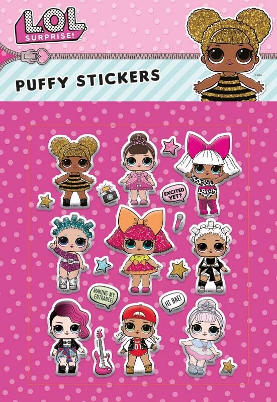 Large - LOL Surprise 20 Reusable Puffy Stickers - Comes With 2 Play Scenes