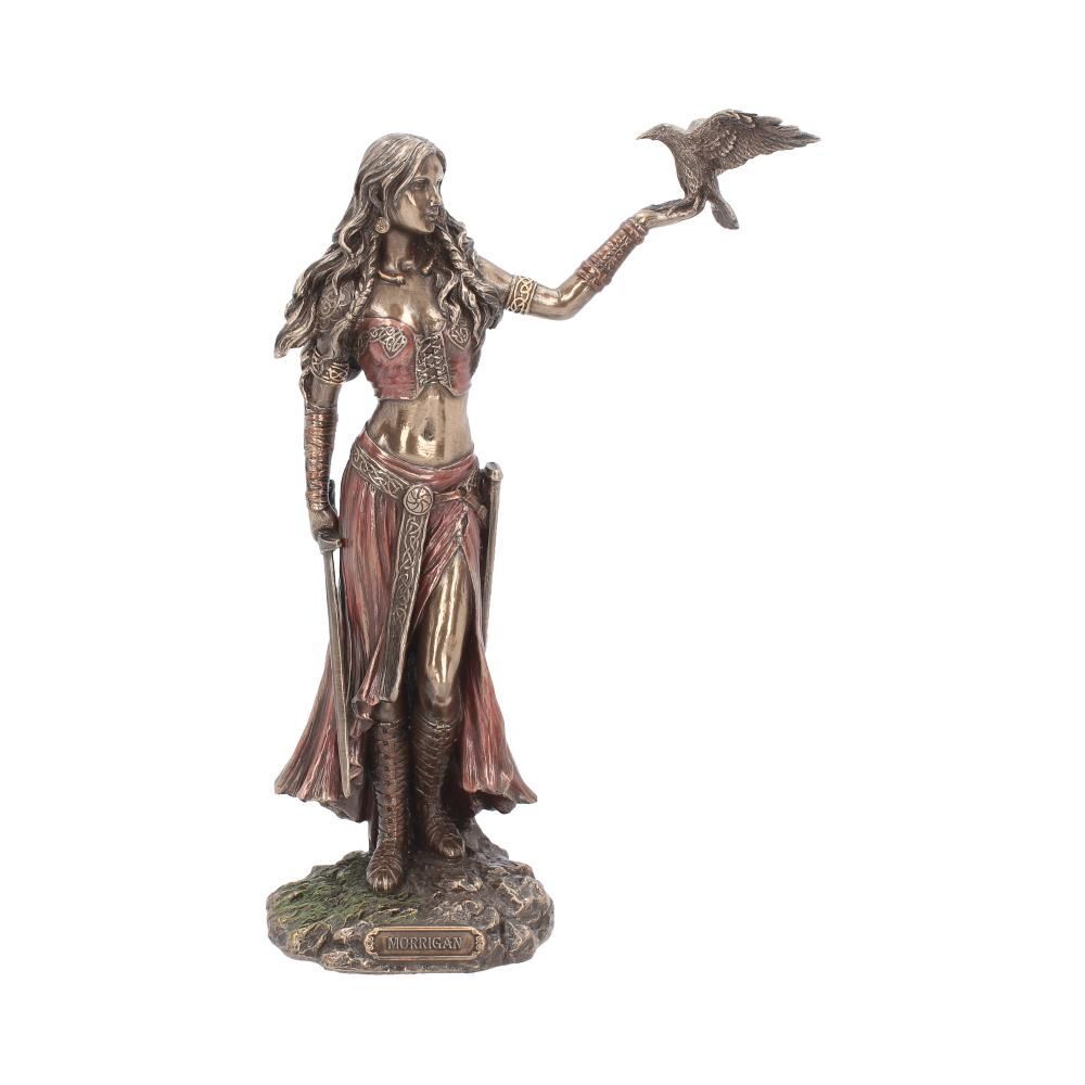 Morrigan & Crow Figurine Bronze Ornament Celtic Goddess of War & Death