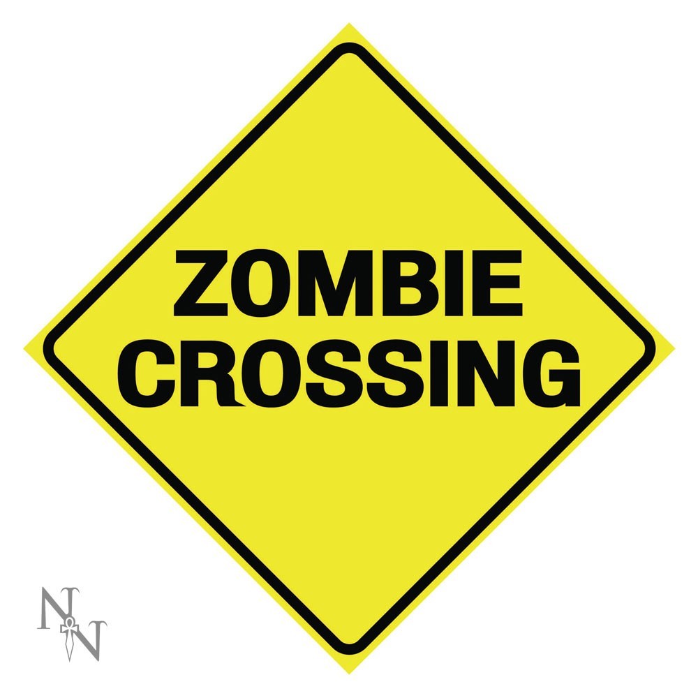 ZOMBIE CROSSING Walking Dead Metal Wall Plaque 21.5 cm Nemesis Now