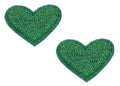 2 Dark Green Heart Patches Iron On Sew On Hearts Patch Embroidered Badges