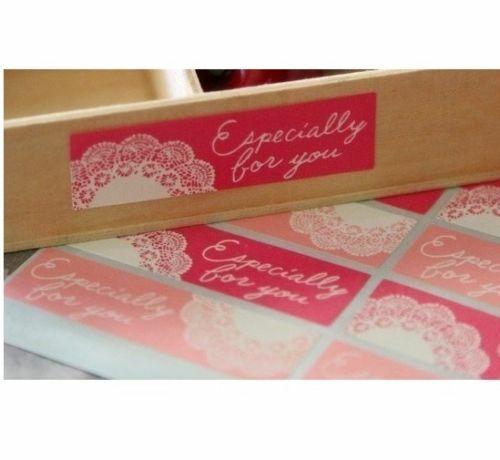 Labels 'Especially For You' Gift Hand Made Craft Seal Stickers Pink Lace Design