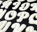 White & Gold Chenille Letter Patch Patches Iron on Sew on Alphabet Letters
