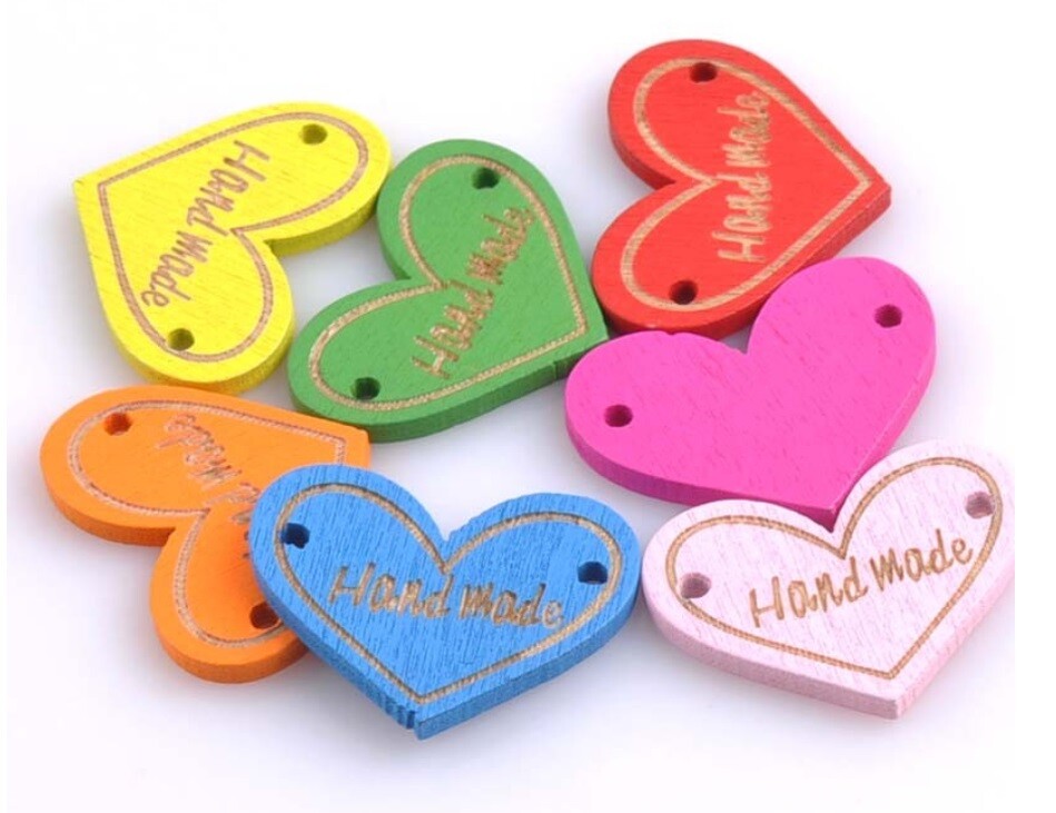 Wooden Handmade Tag Sew Glue Craft Wood Garment Label Tags Hand Made 2.3x3cm