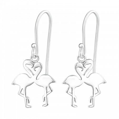 925 Sterling Silver Owl Bird Dove Swallow Flamingo Earrings & Gift Box - Flamingo Love 12x14mm