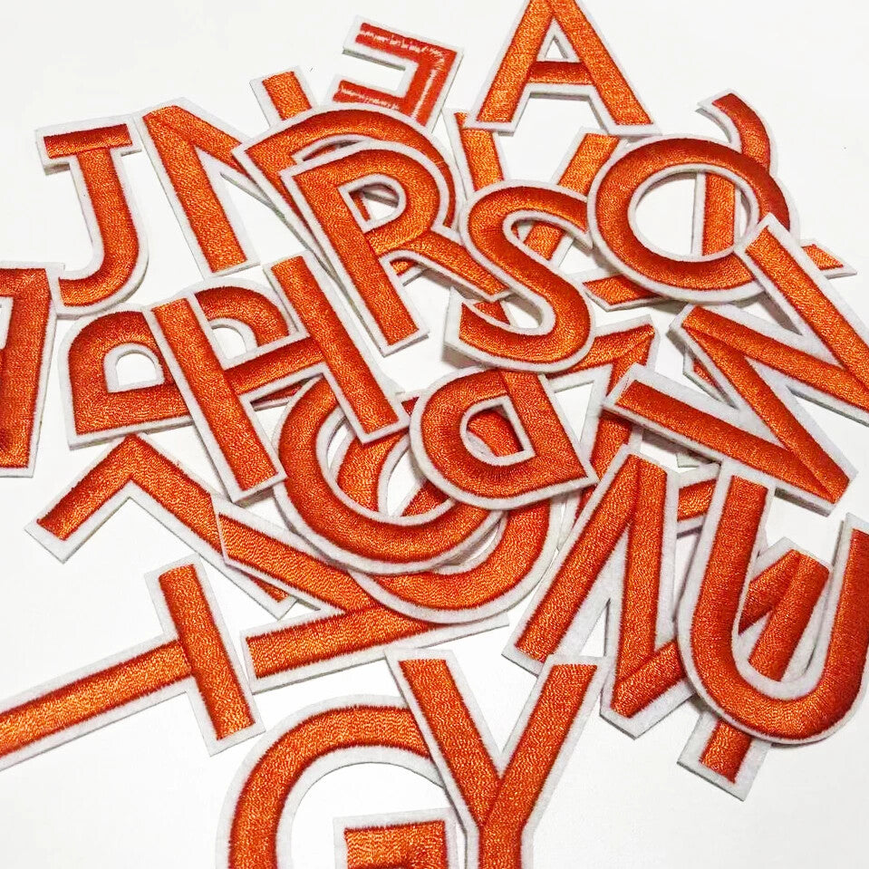 Orange Letter Patch Iron on Sew on Alphabet Embroidered Letters Patches 5.5cm