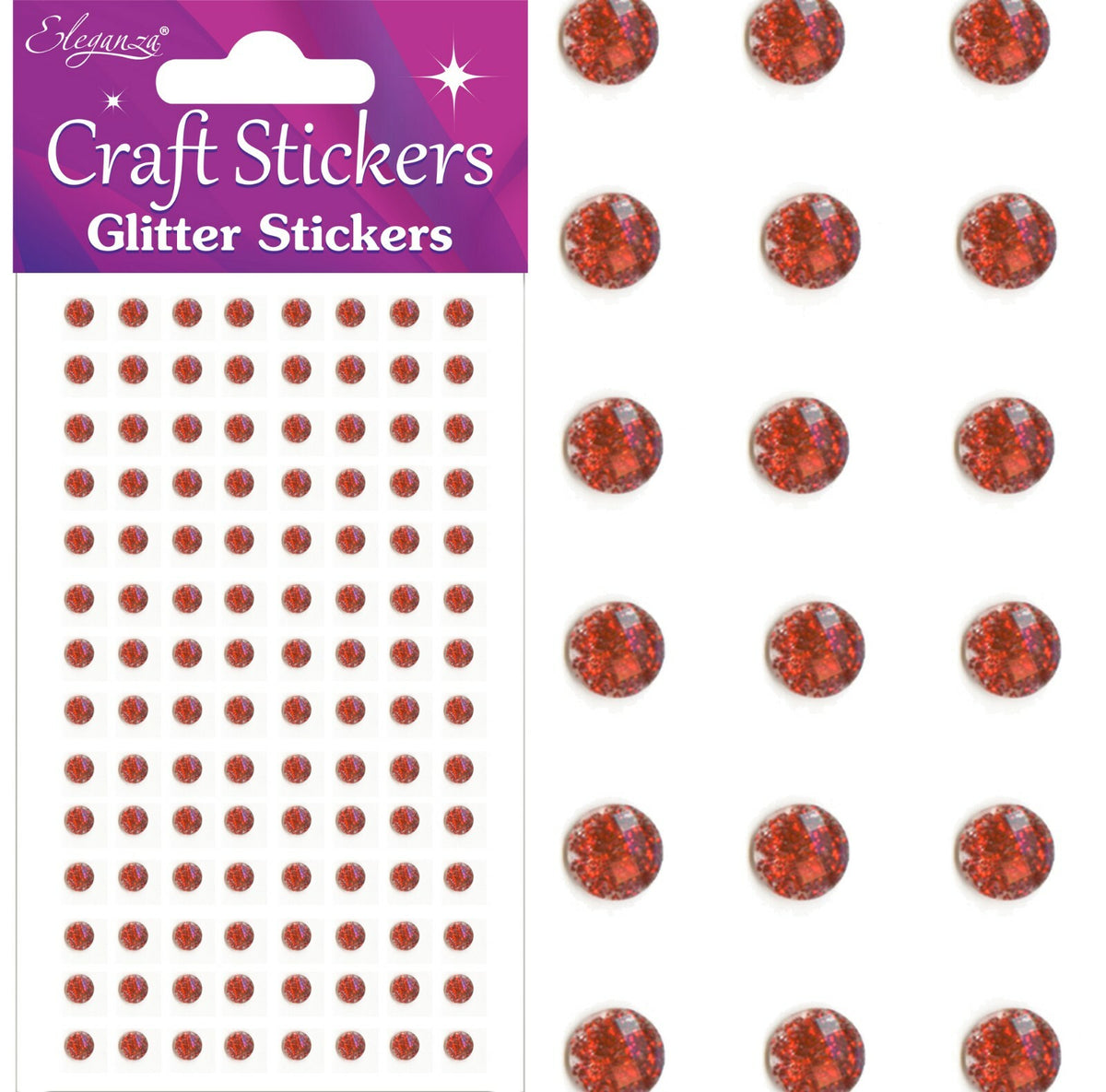 3D Stickers Craft Pearl Dots Sparkly Glitter Gem Craft Card Making Self Adhesive - 4mm - Red