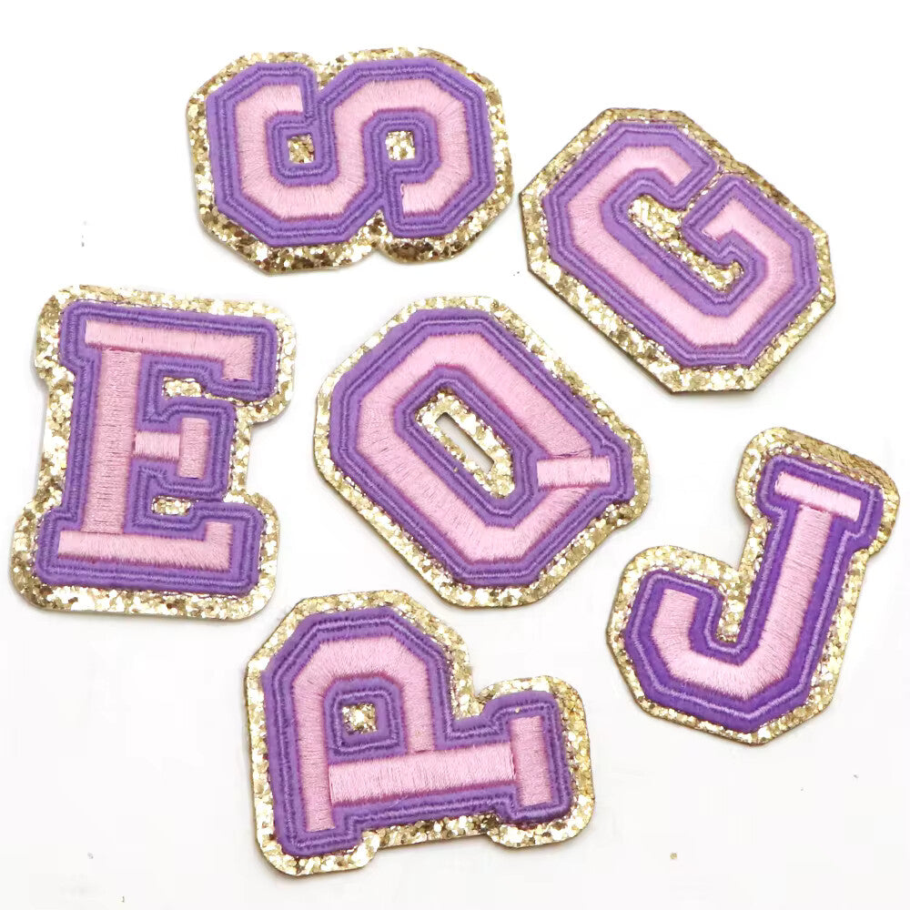 3D Gold & Coloured Patch Embroidered Letter Patches Iron on Alphabet 6cm