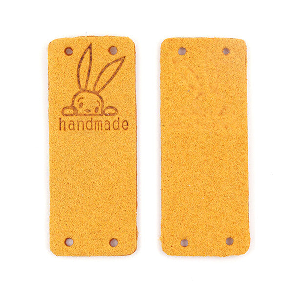 Faux Suede Leather Labels Hand Made Rabbit Bunny Clothing Tag Label Tags 5x2cm - Design 5