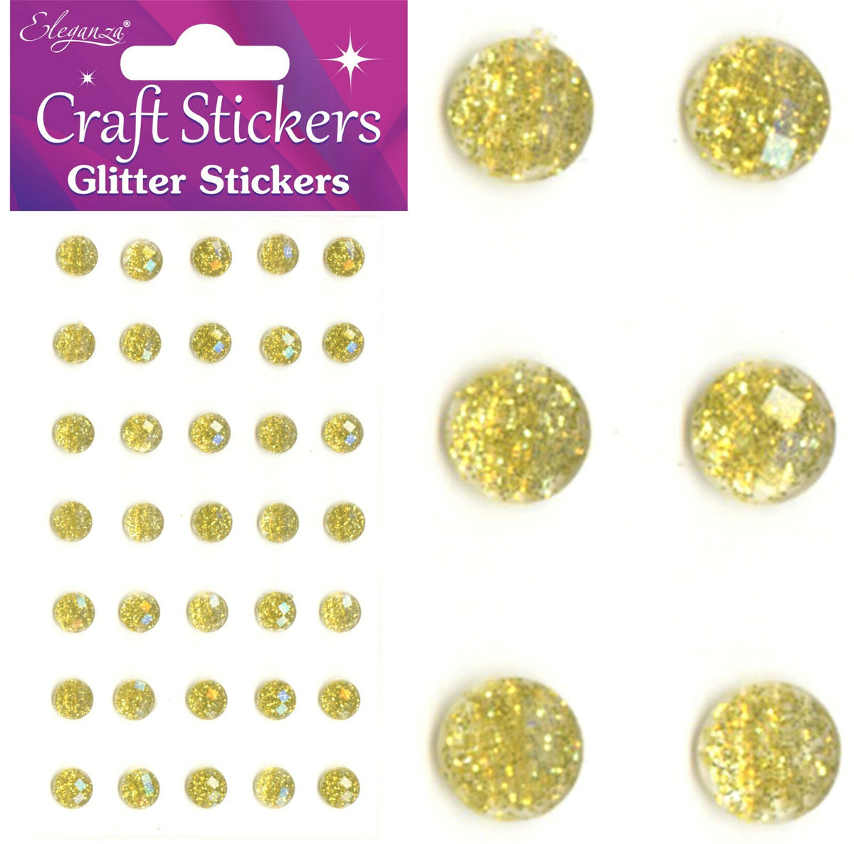 3D Stickers Craft Pearl Dots Sparkly Glitter Gem Craft Card Making Self Adhesive - 8mm - Gold
