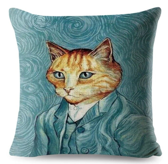 ARTIST VAN GOGH STARRY NIGHT BLOSSOM OIL PAINTING CUSHION COVERS 45x45cm - Cat