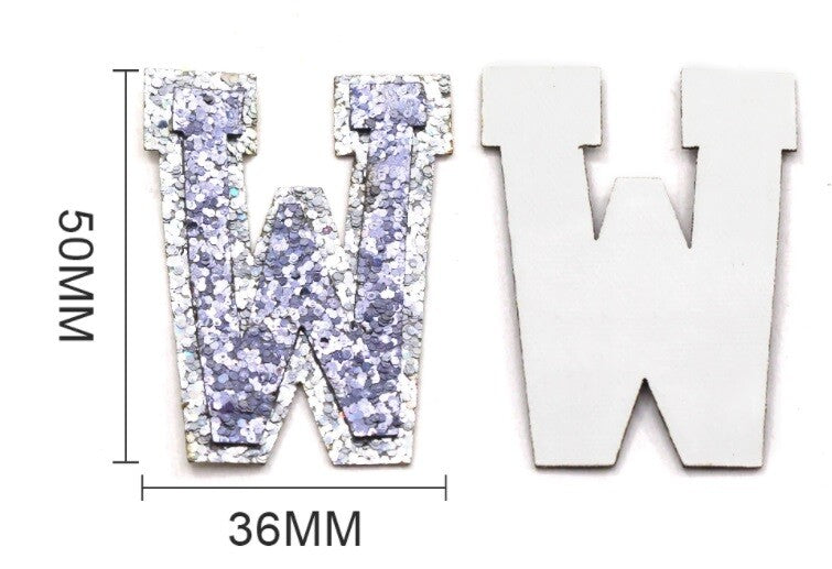 Grey & Silver Glitter Varsity Letter Patch Iron or Sew on Alphabet Letters Craft