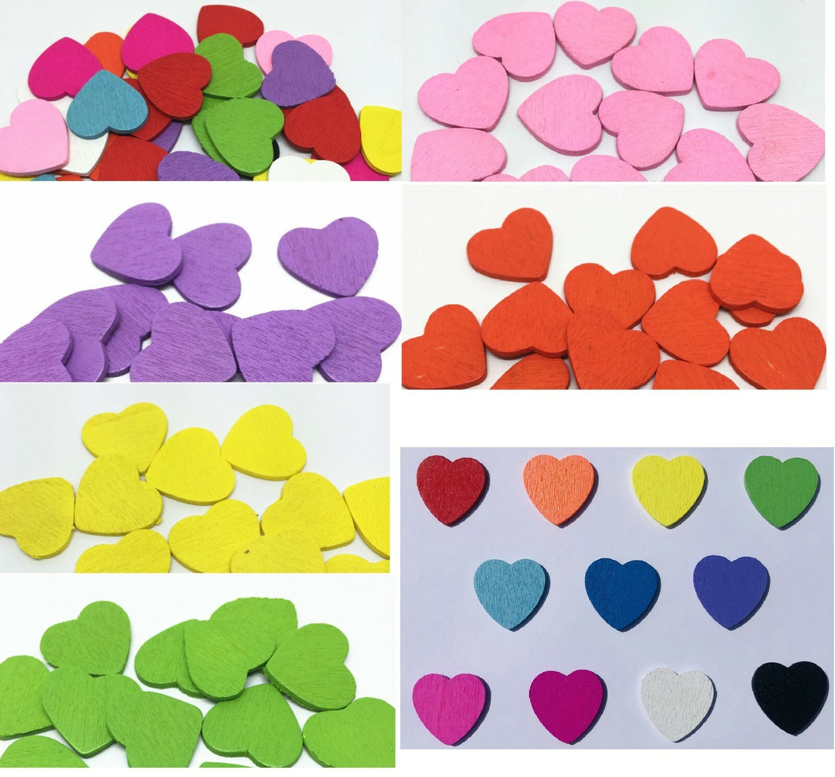 Coloured Wooden Heart Embellishments Craft Wedding Card Making Scatter 18mm