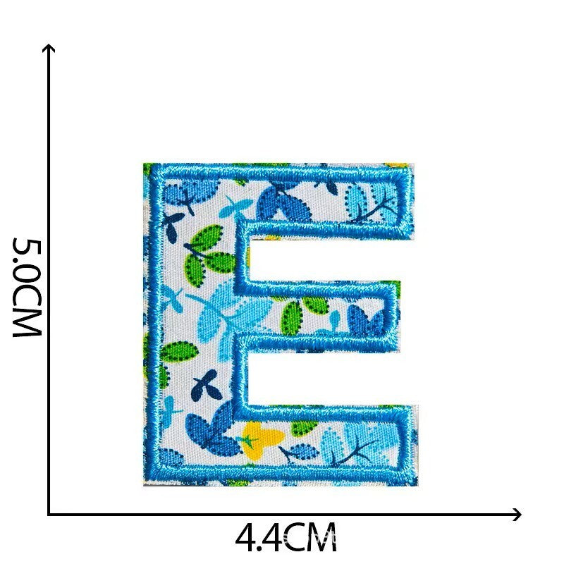 5cm Blue Letter Flower Patch Iron on Alphabet Flowers Patches Customise Clothes