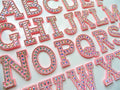 3D Light Pink AB Rhinestone Letter Patch Patches Glue Sew on Alphabet Crystal