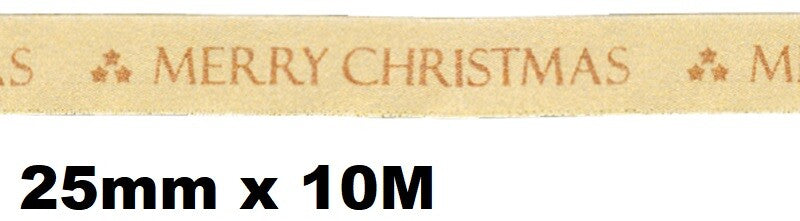 Eleganza Festive Christmas Ribbon Roll Craft Wreath Bows Gifts Tree Decoration - Gold Satin Glitter Woven Edge