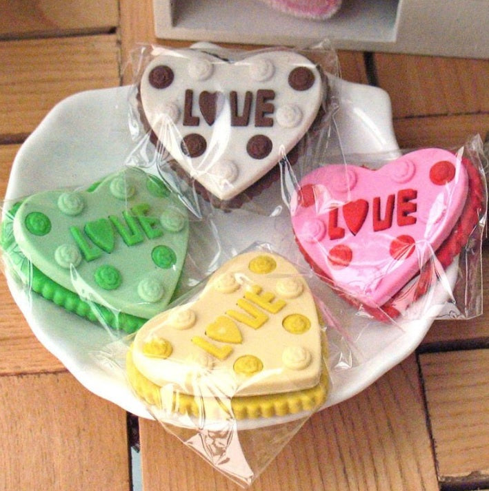 Cute Love Heart Cookie Japanese Eraser Rubber Stationery School Kawaii Collectable